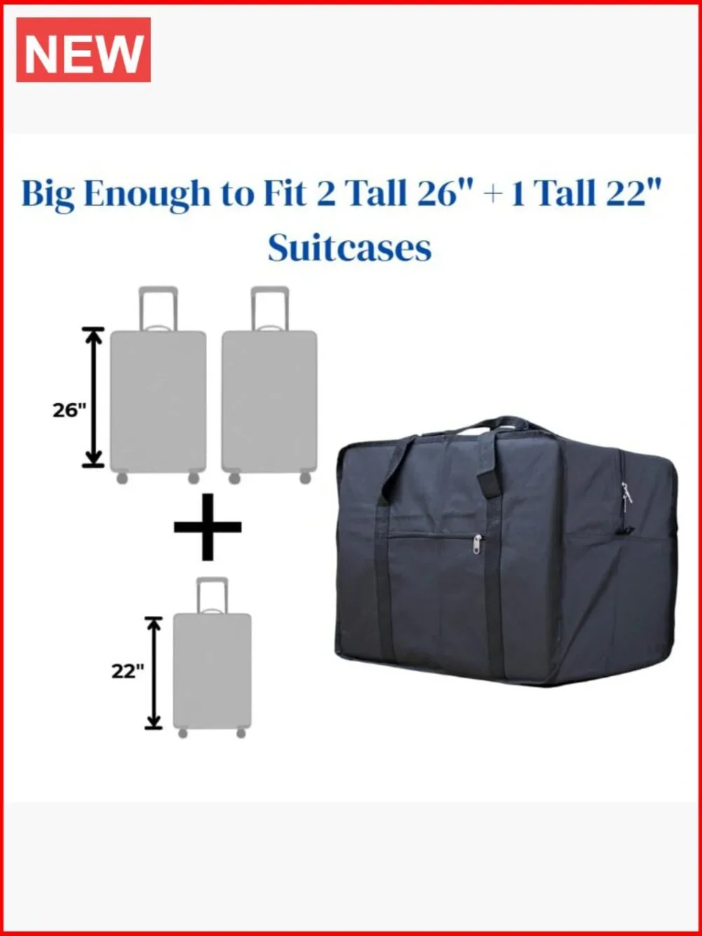 Heavy-Duty Cargo Duffel Bag with 2-Way Zippers & Reinforced Handles 100lb